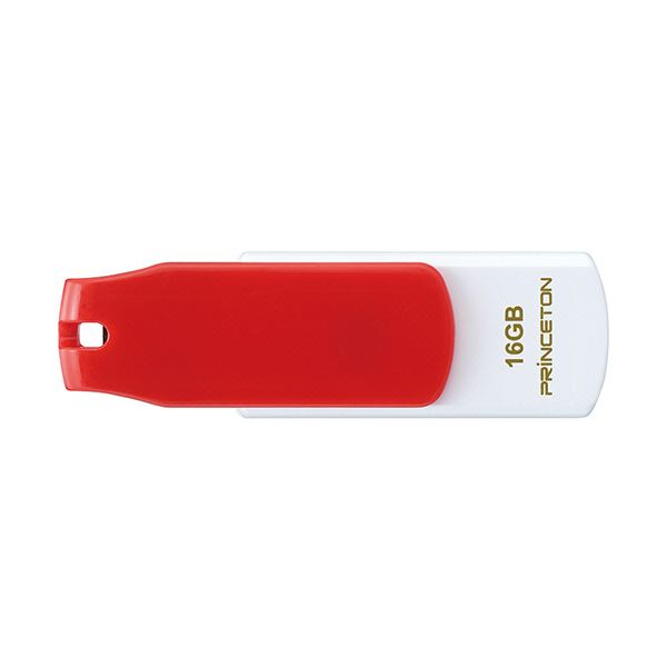 (まとめ）プリンストン USBフラッシュメモリーストラップ付き 16GB レッド/ホワイト PFU-T3KT/16GMGA 1個【×3セット】