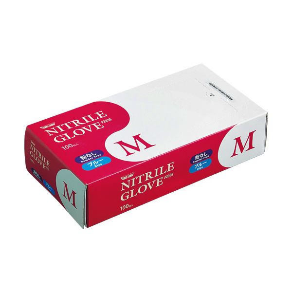 川西工業 ニトリル 使いきり極薄手袋 粉なし ブルー M #2039 1セット(3000枚：100枚×30箱) 使い捨て手袋 使いきり手袋