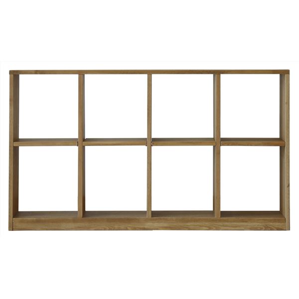シェルフ 収納ラック 〔2×4段〕 ナチュラル 木製 パイン材 スリム 収納家具 オープンラック ローゼル 組立品【代引不可】