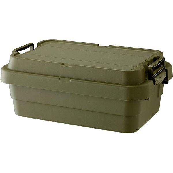 収納ボックス 収納ケース 幅60×奥行39×高さ24cm 浅型 30L グリーン 3個セット ふた付 トランクカーゴ LOW アウトドア キャンプ|リコメン堂生活館
