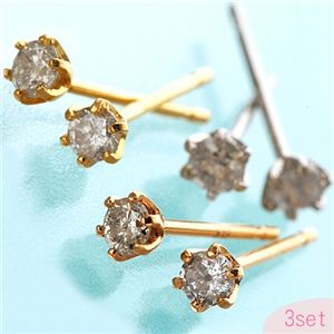 ダイヤ0.1ctピアス 3ペアセット (代引不可)|リコメン堂生活館