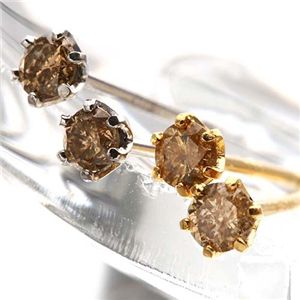 18金イエローゴールドダイヤ0.1ctピアス&18金ホワイトゴールドダイヤ0.1ctピアス (代引不可)｜リコメン堂生活館