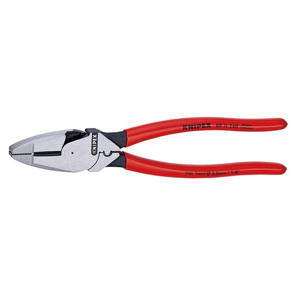 KNIPEX クニペックス 架線工事用強力ペンチ(圧着付) プラスチックコーティング サイズ55×17×240mm 0911-240|リコメン堂生活館