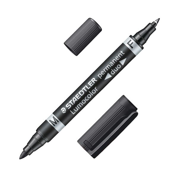 (まとめ）ステッドラー 油性マーカー ルモカラーデュオ M（1.5mm）/F（0.6mm） ブラック 348-9 1セット（10本）【×5セット】