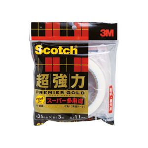 （まとめ）スコッチ 超強力両面テープ プレミアゴールド （スーパー多用途）25mm×3m 10巻 (代引不可)