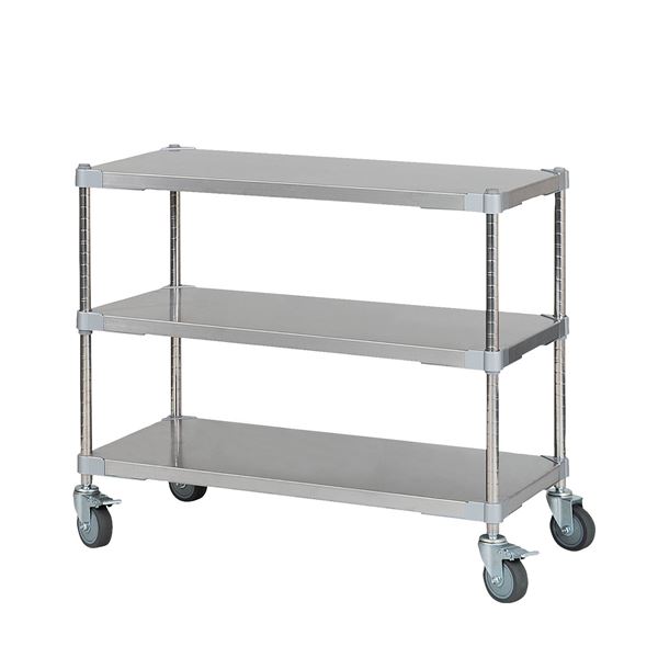 ステンレスシェルフワゴン46×90cm 3段キャスター・H70cm 組立式|リコメン堂生活館