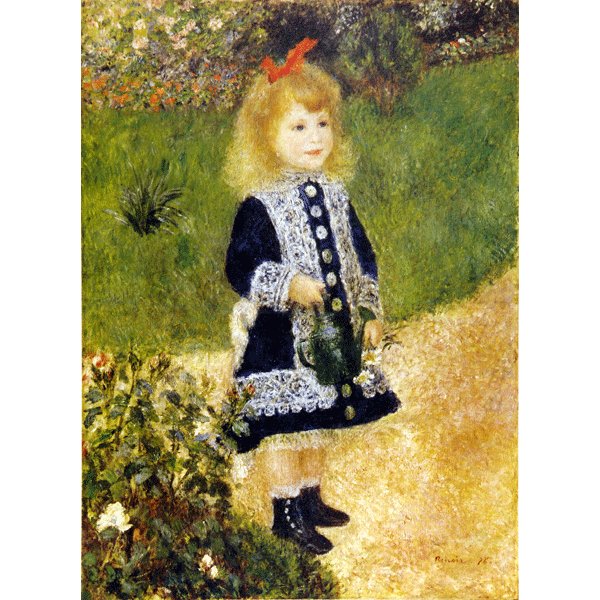 世界の名画シリーズ、プリハード複製画 ピエール・オーギュスト・ルノアール作 「じょうろを持つ少女」（額縁付）【代引不可】｜リコメン堂生活館