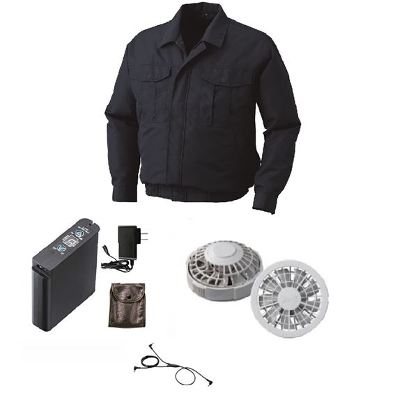 ポリエステル製長袖ワーク 空調服/作業着 【ファンカラー：グレー ネイビー M】 リチウムバッテリー付 撥水 LIPRO2 KU90540 (代引不可)