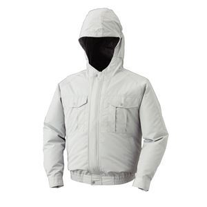 フード付 ポリエステル 空調服/作業着 【ファンカラー：グレー シルバー XL】 リチウムバッテリー付 撥水性 LIPRO2 KU90810 (代引不可)
