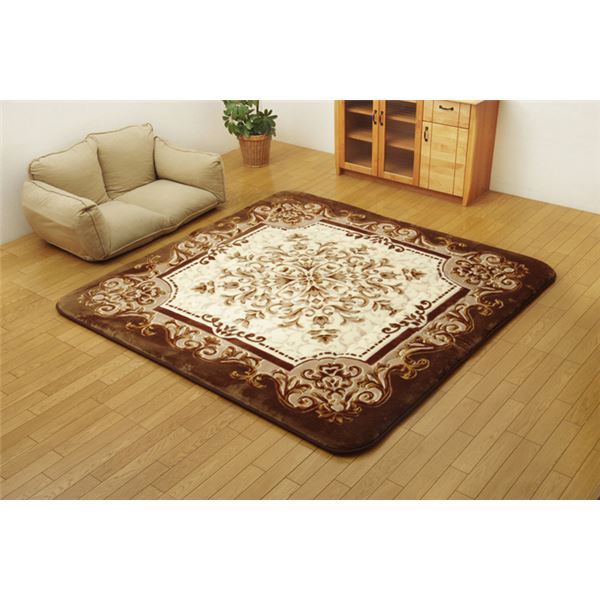 ラグマット/こたつ敷布団 【ブラウン 195&times;295cm】 日本製固綿40mm使用 弾力性抜群 ふっくら極厚敷布団 〔リビング〕 (代引不可)｜リコメン堂生活館