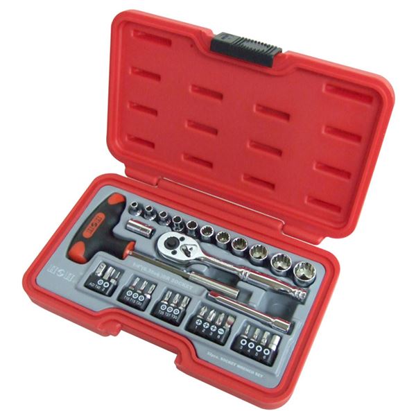 (業務用5個セット) H＆H ソケットレンチセット/作業工具 【32個入り】 差込角：6.35mm H-2032 1/4 (代引不可)