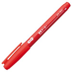 （まとめ） TANOSEE キャップ式油性マーカー シングル 極細 赤 1セット（10本） 【×10セット】 (代引不可)
