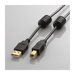 (まとめ)エレコム フェライトコア付きUSB2.0ケーブル U2C-BF20BK【×5セット】 (代引不可)