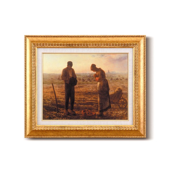 【世界の名画】名画額縁 複製画 絵画額 ■ ミレー名画額Ｆ６金「晩鐘」 ひも付き (代引不可)