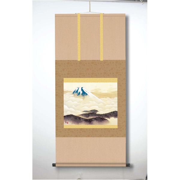 【横山大観生誕150年】富士図・富士絵画・高精彩特色技術絵■横山大観　霊峰富士掛軸(尺五)　霊峰不二 (代引不可)