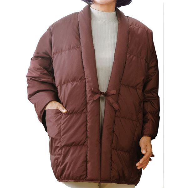 あったか羽毛 半天/防寒着 〔レディース ワイン〕 着丈約80cm 洗える 撥水加工 軽量 ダウン使用 ポケット付き 楽天市場】あったか羽毛 半天/防寒着 【レディース ワイン