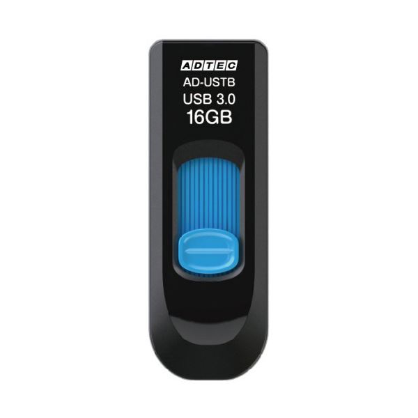 (まとめ) アドテック USB3.0スライド式フラッシュメモリ 16GB ブラック&ブルー AD-USTB16G-U3R 1個 【×10セット】 (代引不可)