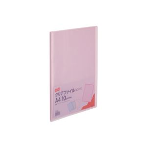 (まとめ) TANOSEE クリアファイル A4タテ10ポケット 背幅8mm ピンク 1セット(10冊) 【×10セット】 (代引不可)