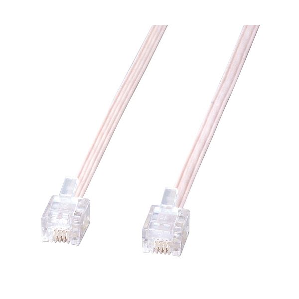（まとめ）TANOSEE 電話ケーブル 6極4芯白 3m 1本【×10セット】 (代引不可)