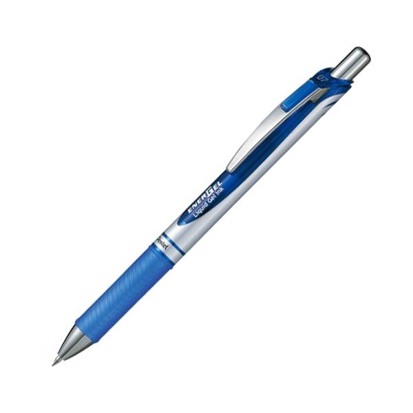 (まとめ) ぺんてる ゲルインクボールペンノック式エナージェル 0.7mm 青 （軸色 シルバー） BL77-C 1本 【×50セット】 (代引不可)