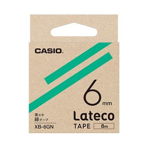 （まとめ）カシオ ラテコ 詰替用テープ6mm×8m 緑/黒文字 XB-6GN 1個【×20セット】 (代引不可)