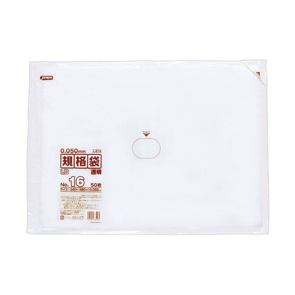 （まとめ） ジャパックス LD規格袋 500シリーズ16号 340×480mm 厚口タイプ L516 1パック（50枚） 【×10セット】 (代引不可)