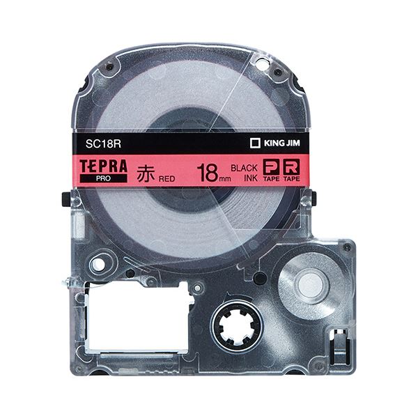 (まとめ)キングジム テプラ PRO テープカートリッジ パステル 18mm 赤/黒文字 SC18R-5P 1パック(5個)【×3セット】 (代引不可)