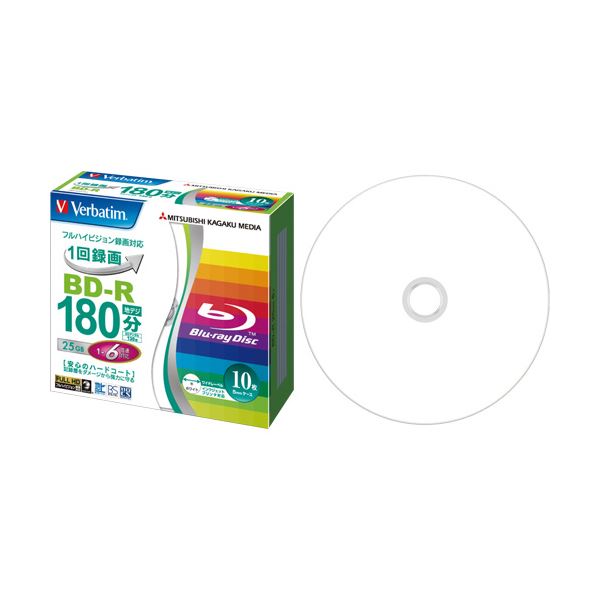 (まとめ) バーベイタム 録画用BD-R 130分1-6倍速 ホワイトワイドプリンタブル 5mmスリムケース VBR130RP10V1 1パック(10枚) 【×10セット】 (代引不可)