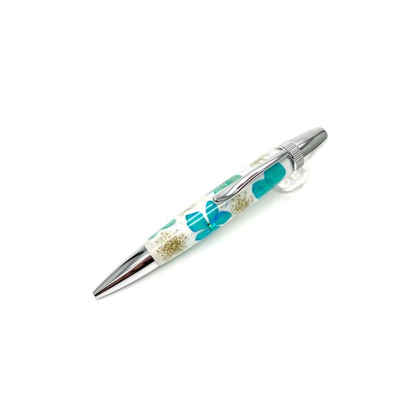 花柄 ボールペン/文房具 【紫陽花 水色】 パーカータイプ 芯：0.7mm 日本製 文具 オフィス用品 『Frower Pen』【送料無料】 (代引不可)