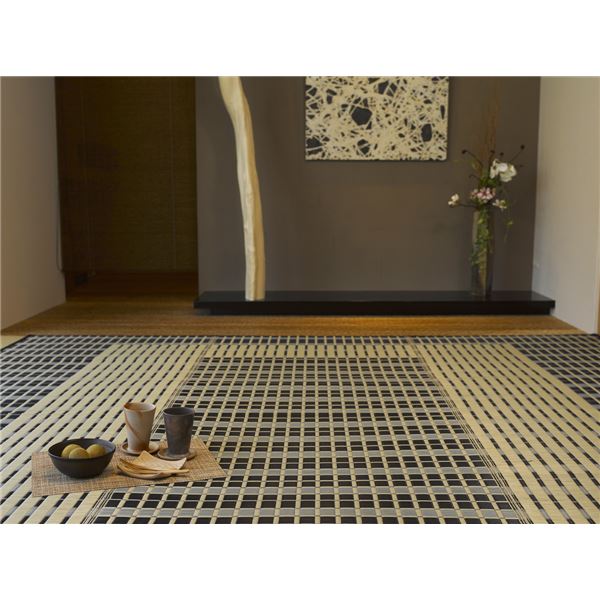 国産 い草ラグマット/絨毯 【261×352cm ブルー】 抗カビ 消臭 ホットカーペット 床暖房対応 『築彩 ちくさい』 〔リビング〕 (代引不可)