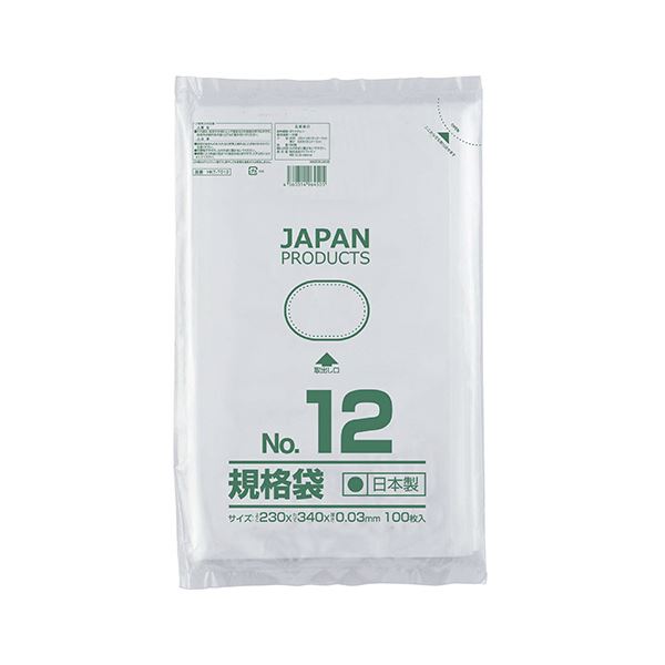 （まとめ） クラフトマン 規格袋 12号ヨコ230×タテ340×厚み0.03mm HKT-T012 1パック（100枚） 【×30セット】 (代引不可)