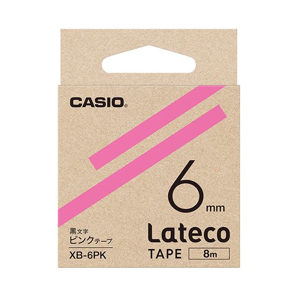 カシオ ラテコ 詰替用テープ6mm×8m ピンク/黒文字 XB-6PK 1セット（5個） (代引不可)
