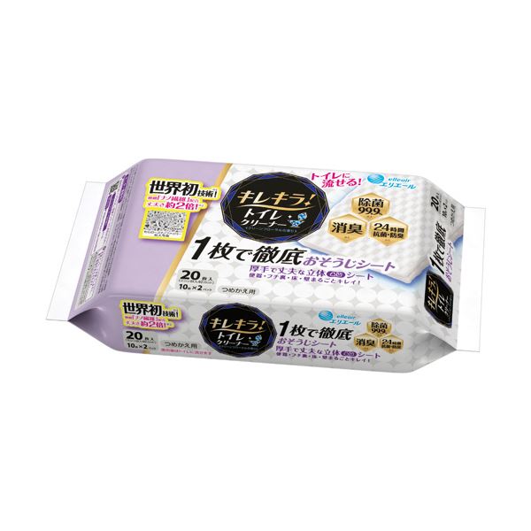 （まとめ）大王製紙 エリエール キレキラ！クリーンフローラルの香り つめかえ用 1パック（20枚）【×20セット】 (代引不可)