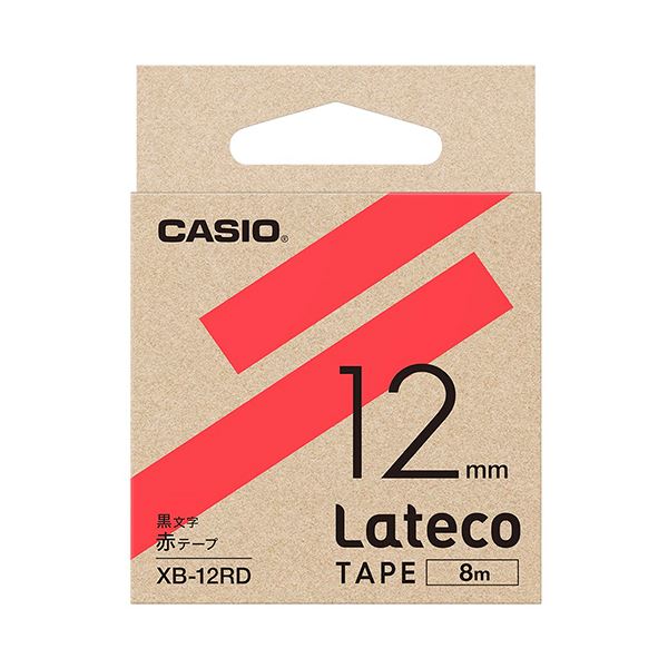 （まとめ）カシオ ラテコ 詰替用テープ12mm×8m 赤/黒文字 XB-12RD 1個【×10セット】 (代引不可)