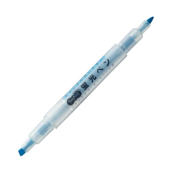 (まとめ) TANOSEE キャップが外しやすい蛍光ペン ツイン 青×10本 【×10セット】 (代引不可)
