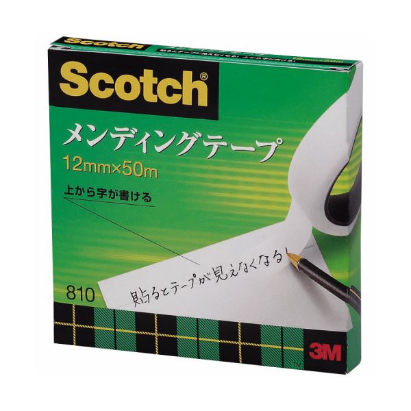 (まとめ) 3M スコッチ メンディングテープ 810 大巻 12mm×50m 紙箱入 810-3-12 1巻 【×10セット】 (代引不可)