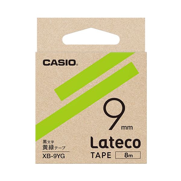 （まとめ）カシオ ラテコ 詰替用テープ9mm×8m 黄緑/黒文字 XB-9YG 1個【×10セット】 (代引不可)
