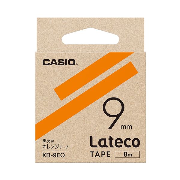 （まとめ）カシオ ラテコ 詰替用テープ9mm×8m オレンジ/黒文字 XB-9EO 1個【×10セット】 (代引不可)