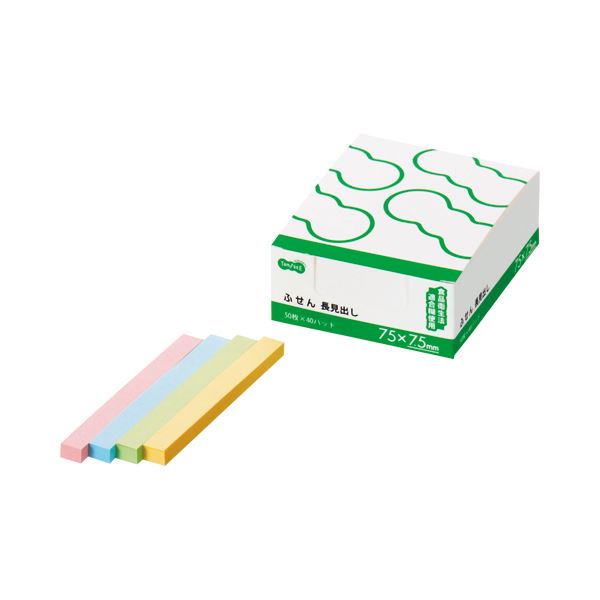 (まとめ) TANOSEE ふせん 長見出し 75×7.5mm 4色 1パック（40冊） 【×10セット】 (代引不可) 7,444円