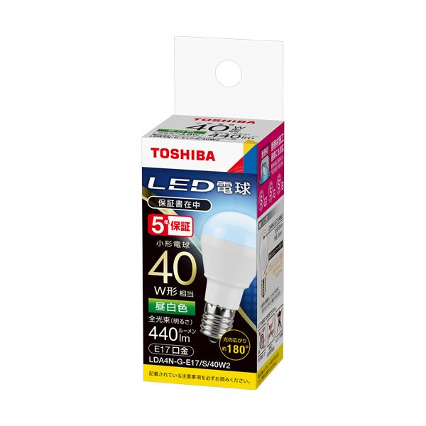 (まとめ)東芝ライテック LED電球 ミニクリプトン形 E17口金 3.8W 昼白色 LDA4N-G-E17/S/40W/2 1個 【×3セット】