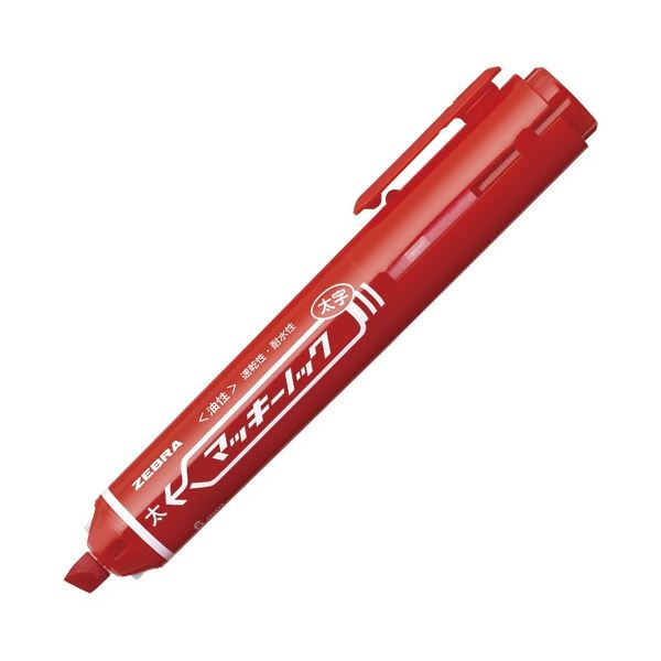 (まとめ) ゼブラ 油性マーカー マッキーノック太字 赤 P-YYSB6-R 1セット(10本) 【×5セット】