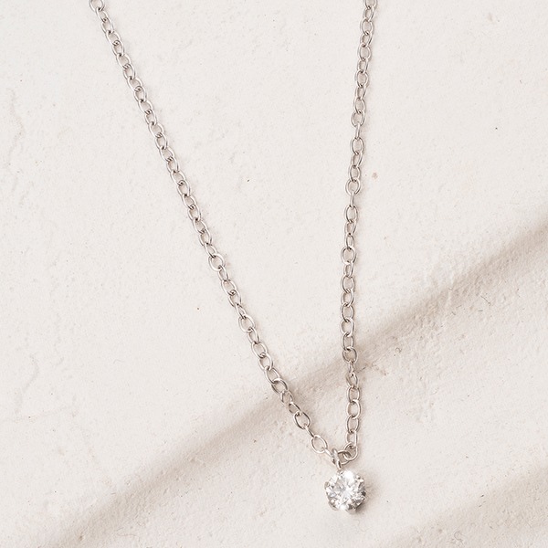 ダイヤモンドペンダント/ネックレス 一粒 プラチナ Pt900台 0.1ct ダイヤネックレス 6本爪 Jカラー SI Good ソーティング済みダイヤ使用 (代引不可)