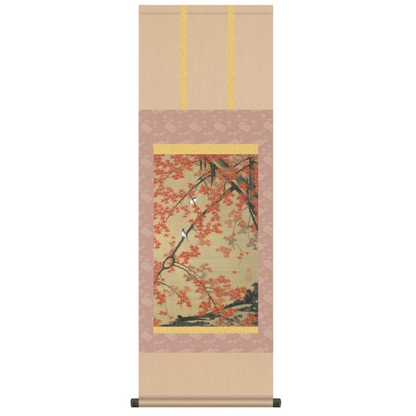 紅葉小禽図　伊藤若冲　掛軸 楽天市場】掛軸 紅葉小禽図 - 伊藤若冲筆 : 仏像・掛軸の三宝堂