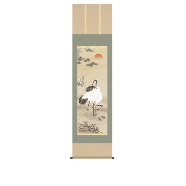 長江桂舟 吉祥掛軸（尺三） 「松竹梅鶴亀」 【受注生産】 (代引不可)