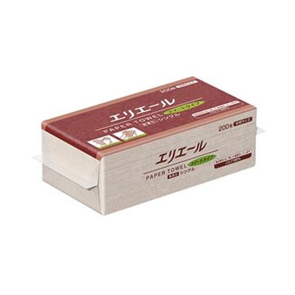 まとめ 大王製紙 エリエールペーパータオルスマートタイプ 無漂白シングル 中判 200枚 パック 1セット 30パック 適切な価格