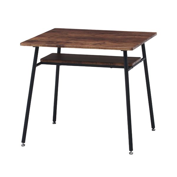 モダン ダイニングテーブル/リビングテーブル 【75cm&times;75cm】 正方形 スチール 棚付き 【組立品】【代引不可】｜リコメン堂生活館
