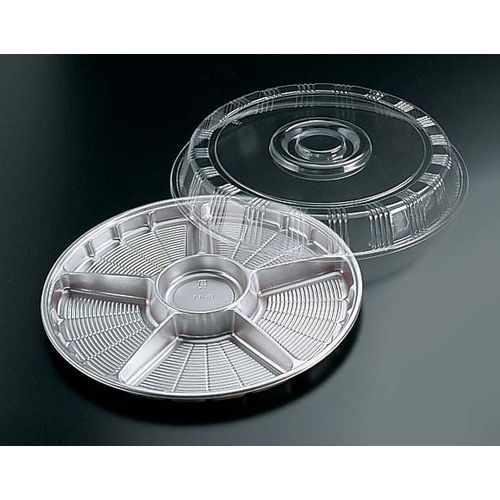 福助工業 サークルトレー透明蓋付(20セット入) FP-5シルバー(6仕切) GSC0302【送料無料】