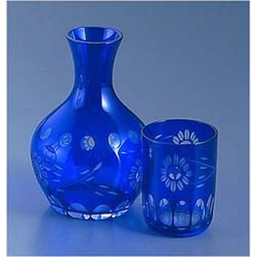 2451円 【オープニング 吉沼硝子 ガラス花切子水瓶 ルリ HN-40BL PSI11