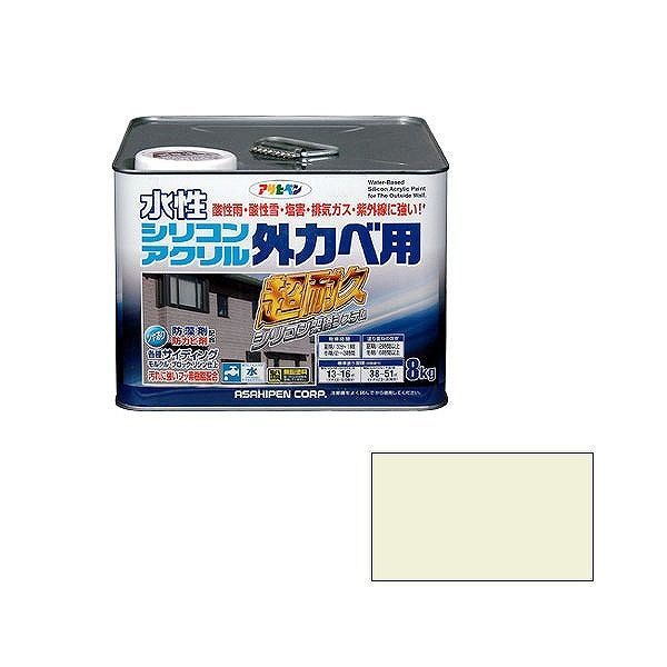 アサヒペン AP 水性シリコンアクリル外かべ用 8KG ミルキーホワイト【送料無料】｜リコメン堂生活館
