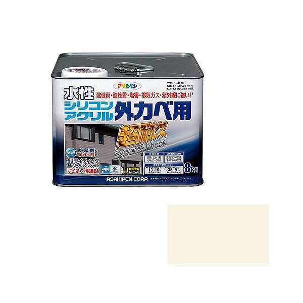 アサヒペン AP 水性シリコンアクリル外かべ用 8KG アイボリー【送料無料】｜リコメン堂生活館